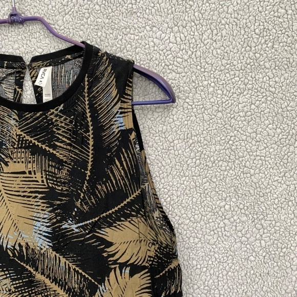 RVCA Tank Top Womens Sleeveless Top Rear Button Tan Black - Picture 10 of 10